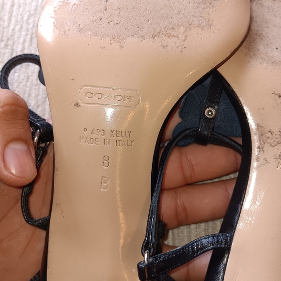 Y2k Coach Black Floral Women's Sandals Mede In Italy Sz 8 - Picture 5 of 7